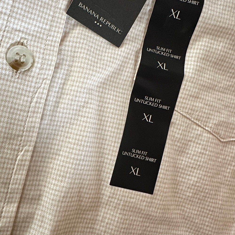 Banana Republic Cream Checkered Shirt